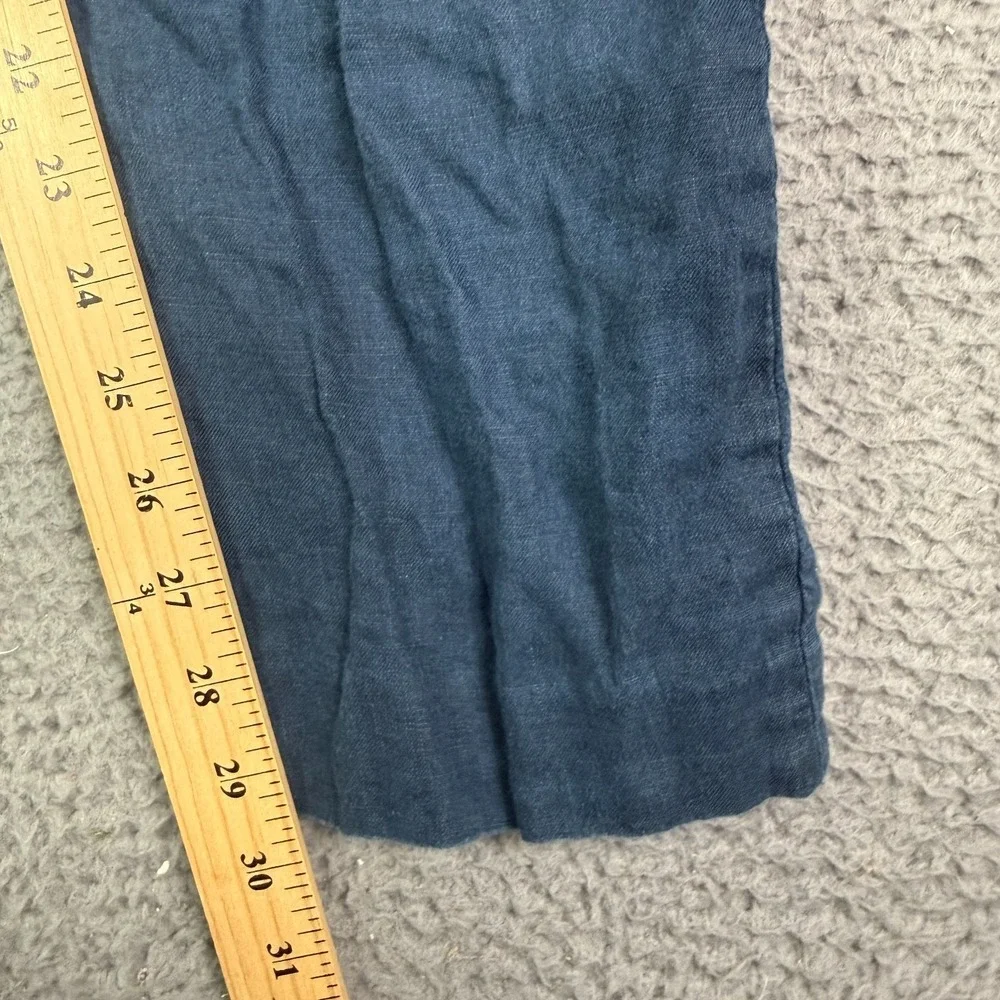 H&M Linen Pants Mens 33x30 Blue Casual Cotton Blend Flat Front Straight Leg
